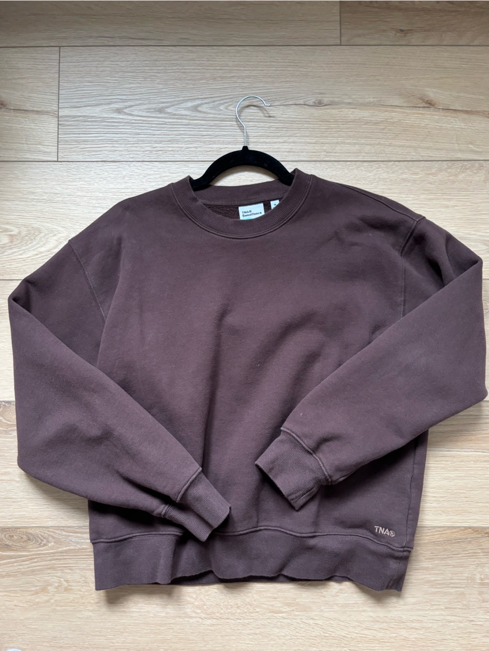Aritzia TNA Sweatfleece Cozy fit - Chocolate Brown Crewneck Sweatshirt - Size M